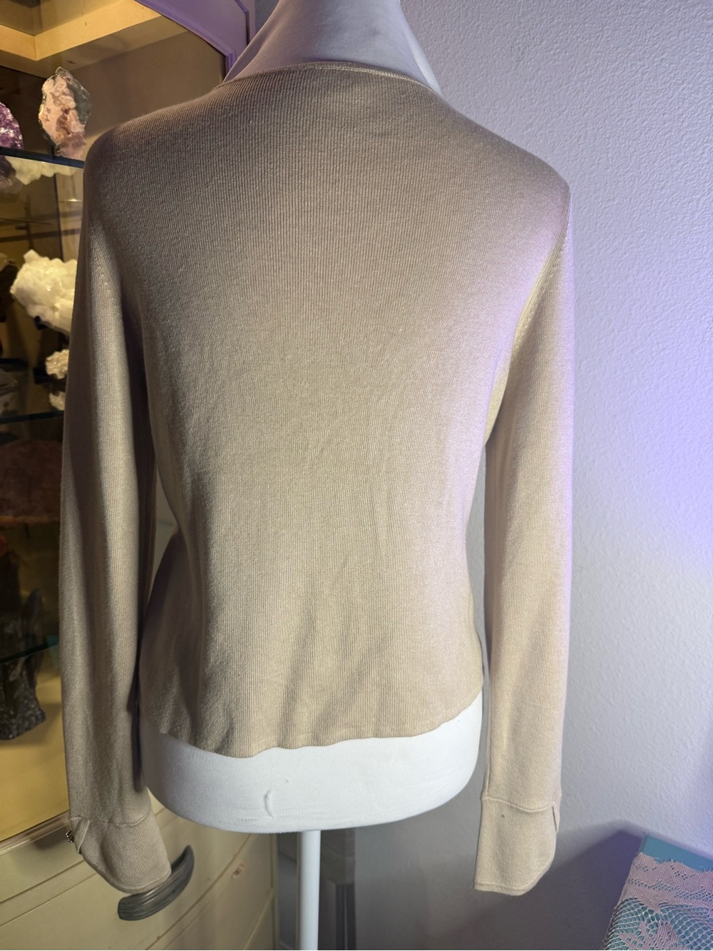 Ann Taylor Silk Cashmere Embellished Crop Cardigan M - Picture 6 of 9